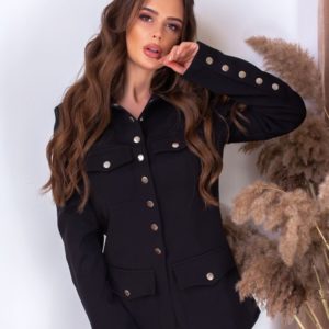 Приобрести женский пиджак на заклепках черного цвета с подкладкой в Украине