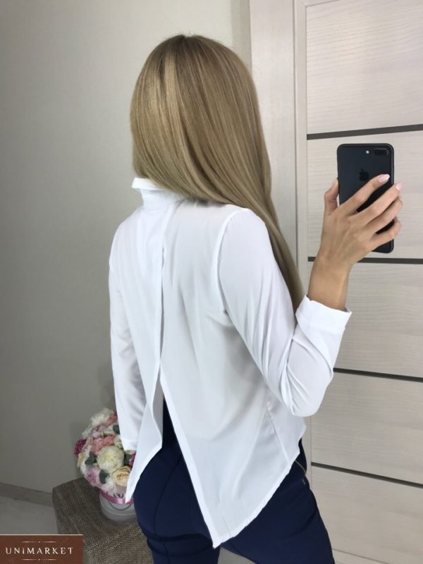 Приобрести белую рубашку на пуговицах с запахом на спине женскую онлайн