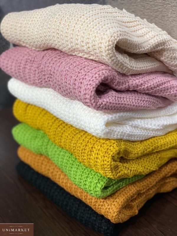 Заказать пудра, зеленый, черный, молочный, желтый. горчица короткий вязаный свитер оверсайз по низким ценам для женщин