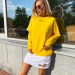 Замовити недорого плаття-світшоти з прорізами жовте