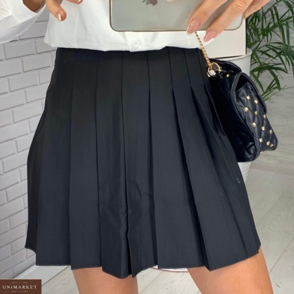 Заказать женскую юбку мини в складку черного цвета по низким ценам
