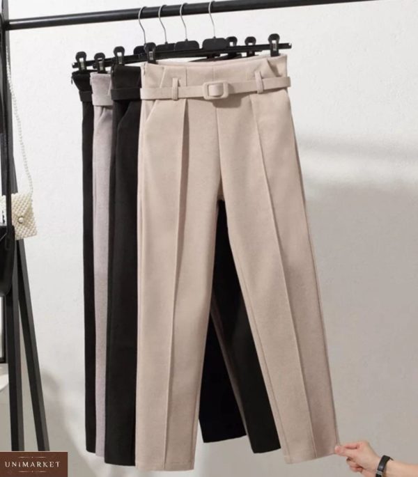 Придбати сірі, чорні брюки зі стрілкою з полірованого кашеміру (розмір 44-48) вигідно для жінок