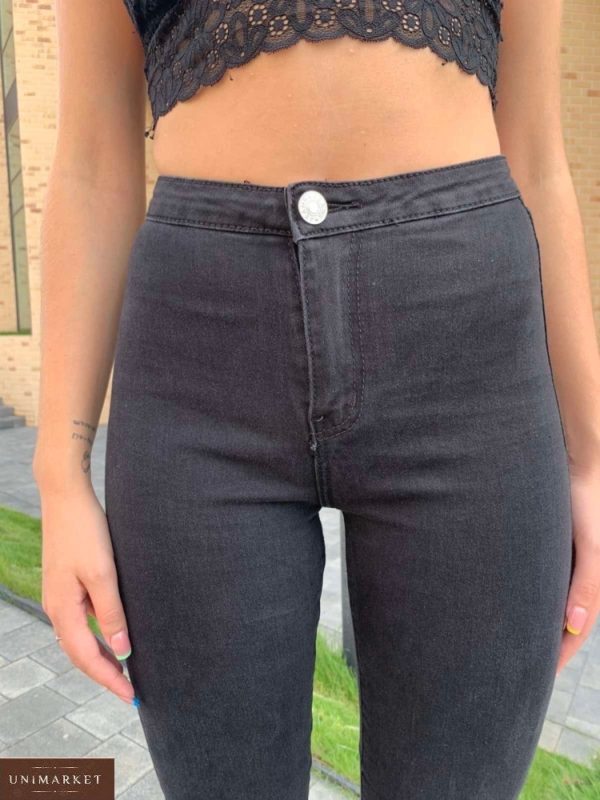 Купити сірі джинси жіночі скіні без бічних кишень (розмір 42-48) в інтернеті