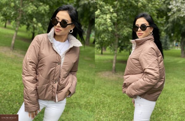Заказать мокко женскую куртку на заклепках с полоской на спине онлайн
