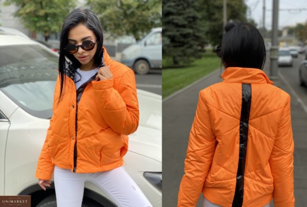 Приобрести оранж куртку на заклепках с полоской на спине для женщин в Украине