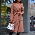 Заказать женское пальто цвета мокко из кашемира с поясом онлайн