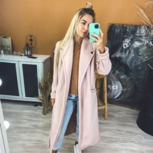 Придбати кольору пудра кашемірове пальто на трикотажній основі з поясом для жінок онлайн