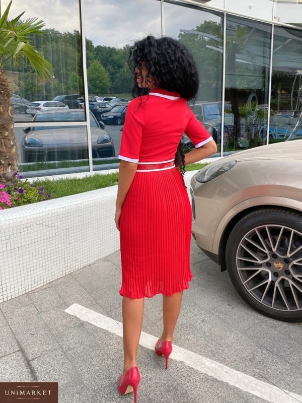 Купить красное платье с имитацией пиджака с поясом (размер 42-56) для женщин недорого
