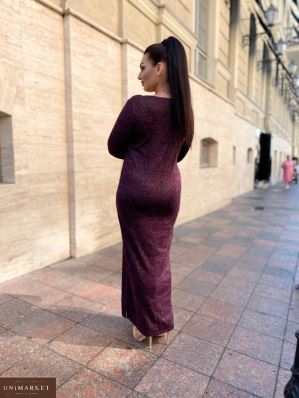 Приобрести цвета бордо онлайн платье в пол из ангоры с карманами (размер 42-56) для женщин на осень