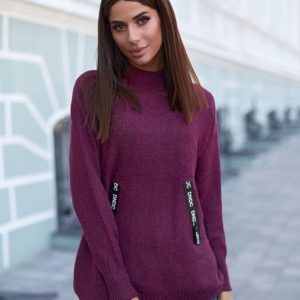 Приобрести сиреневого цвета свитер оверсайз из кашемира для женщин по низким ценам
