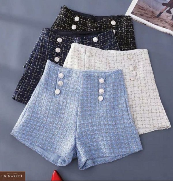 Приобрести черные, белые, голубые шорты в стиле chanel для женщин из ткани букле онлайн