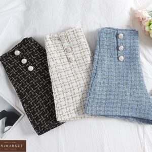Купить белые, голубые, черные шорты в стиле chanel из ткани букле женские недорого