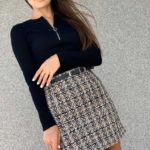 Заказать женскую юбку из твида с высокой посадкой беж/черный онлайн