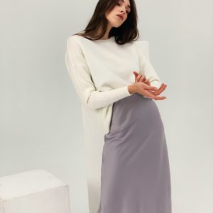 Заказать женскую шелковую сирень юбку длины миди (размер 42-48) онлайн