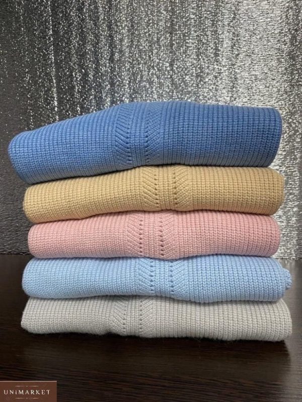 Заказать голубой, синий, серый, песочный, пудра свитер оверсайз с расклешенными рукавами для женщин выгодно