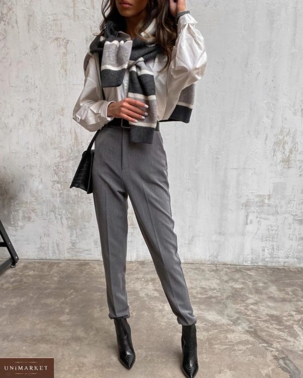 Замовити сірі жіночі завужені брюки зі стрілкою онлайн