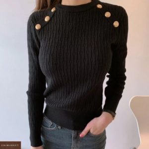 Замовити чорний для жінок светр машинної в'язки з заклепками онлайн