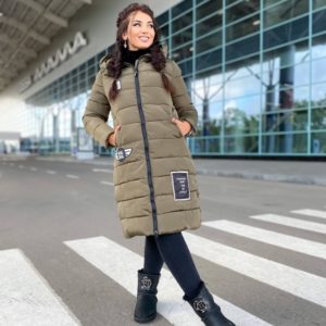 Придбати хакі жіночу зимову куртку на холлофайбер (розмір 42-52) недорого