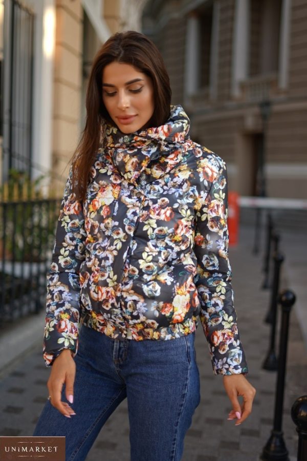 Заказать цветы женскую куртку на синтепоне с двойным воротником (размер 42-54) по низким ценам