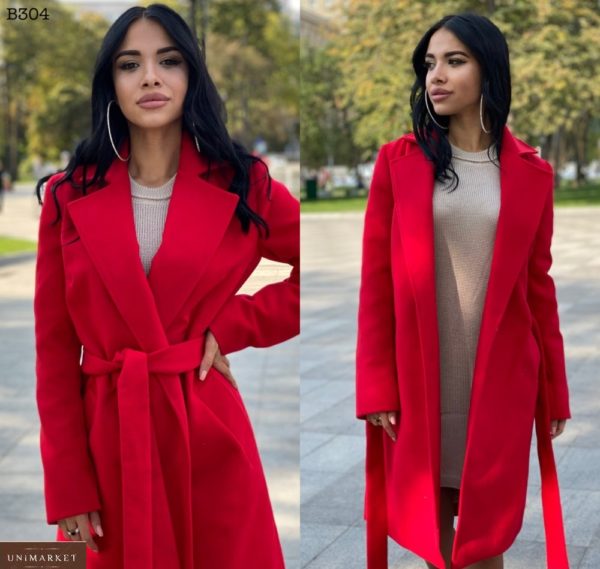 Придбати червоне класичне пальто для жінок з турецького кашеміру на розпродажі