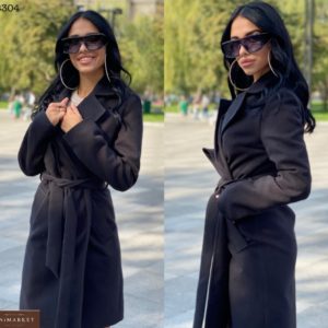 Заказать черное классическое пальто для женщин из турецкого кашемира онлайн