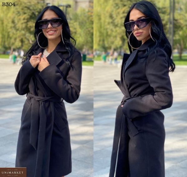 Замовити чорне класичне пальто для жінок з турецького кашеміру онлайн