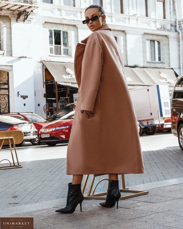 Купити беж жіноче довге універсальне пальто оверсайз в інтернеті