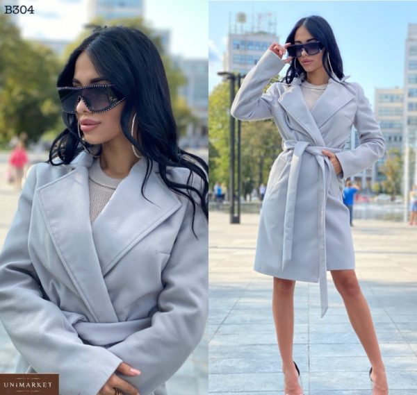 Придбати сіре класичне пальто з турецького кашеміру для жінок вигідно