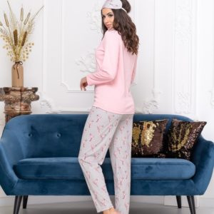 Купити зі знижкою рожеву піжаму з фламінго з пов'язкою в комплекті (розмір 44-50) для жінок