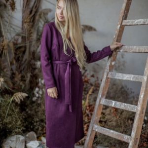 Придбати кольору фіолет замшеве плаття на запах з довгим рукавом недорого для жінок за низькими цінами