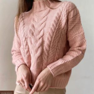 Замовити пудра жіночий светр з кашеміру зі спущеною лінією плеча недорого