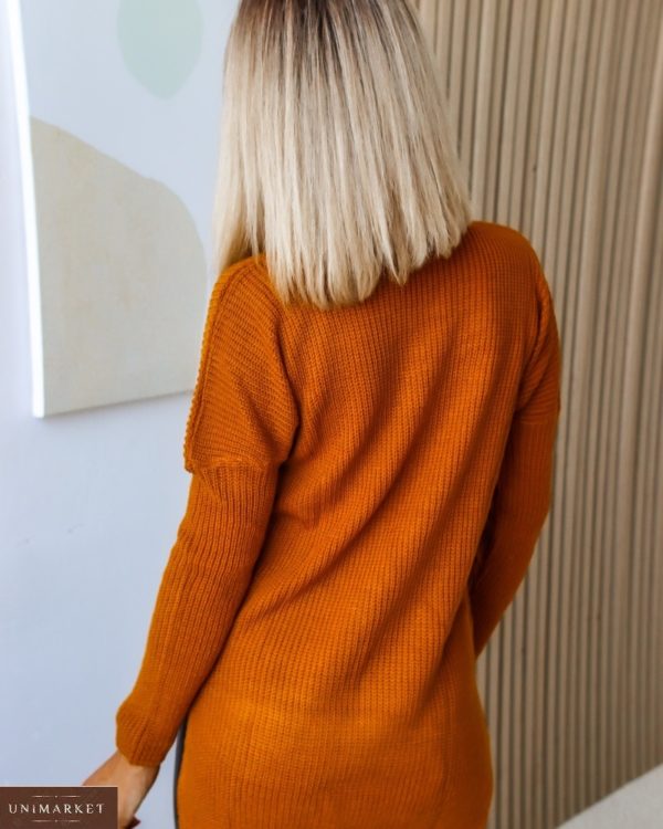 Придбати жіночий однотонний светр зі спущеною лінією плеча вигідно кольору теракот