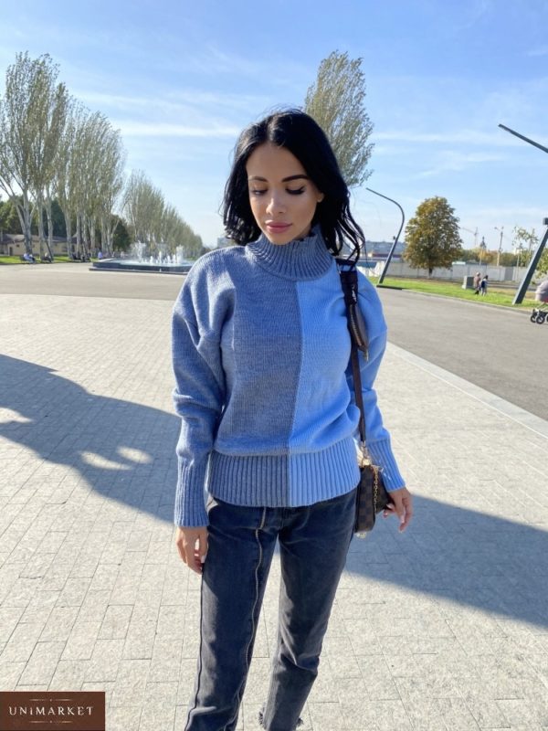 Придбати сірий светр двох кольорів під горло з вовною (розмір 42-48) онлайн для жінок