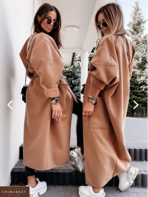Заказать беж Пальто-одеяло oversize из кашемира для женщин на осень по скидке