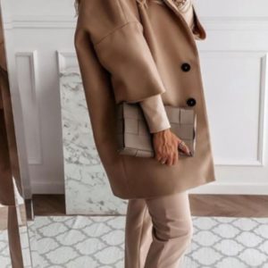 Купить женское пальто оверсайз со спущенной линией плеча (размер 42-52) беж выгодно
