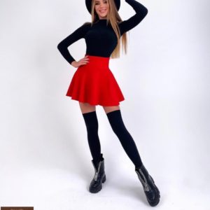 Купить красную шерстяную юбку-солнце на осень для женщин в Украине