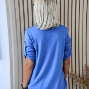 Замовити жіночий кольори джинс трикотажний джемпер з регульованими рукавами (розмір 42-56) по знижці