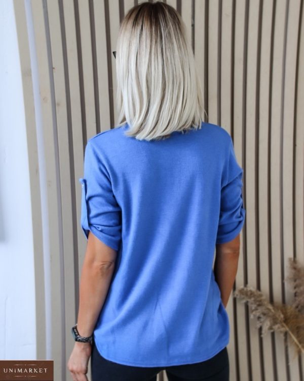Заказать женский цвета джинс трикотажный джемпер с регулируемыми рукавами (размер 42-56) по скидке