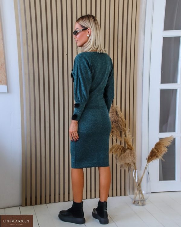 Купити жіночий костюм з ангори софт: завищена спідниця + джемпер (розмір 42-56) зеленого кольору за низькими цінами