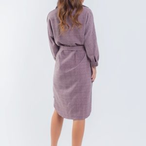 Придбати жіночу (розмір 42-56) бузок пудра осінню сукню в клітку вільного крою в інтернеті