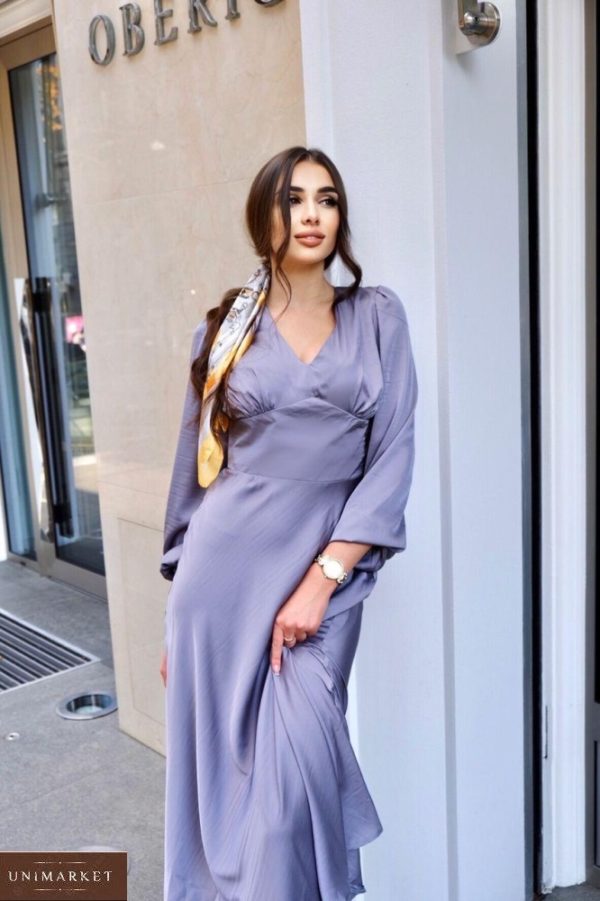 Замовити сіре шовкове плаття довжини міді для жінок в інтернеті