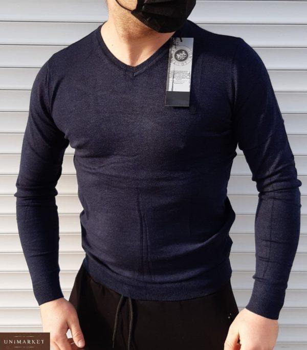 Замовити чорного кольору М'який светр з мікроакріла (розмір 46-52) для чоловіків недорого
