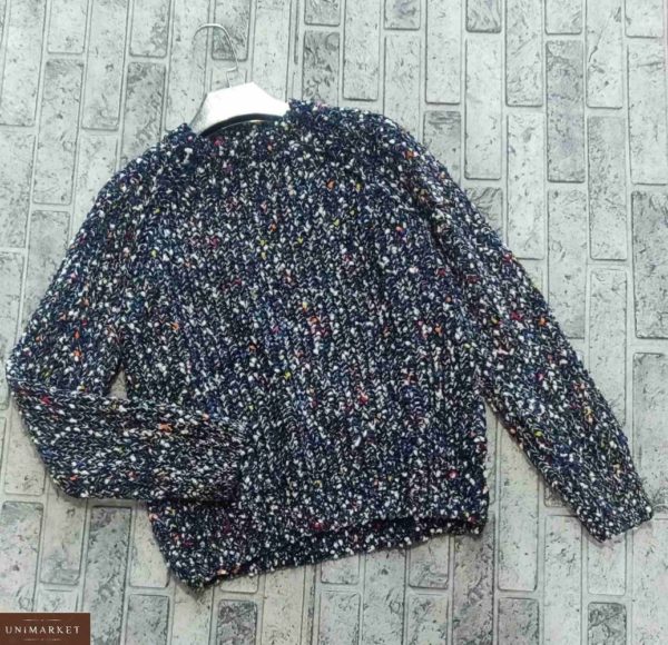 Придбати чорний жіночий светр з велюру з кольоровими вкрапленнями по знижці на осінь