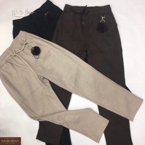 Замовити беж, коричневі, сірі, чорні штани з вовни з брелоком у комплектештани з вовни з брелоком у комплекті для жінок онлайн
