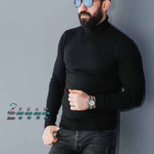 Купить черный Вязаный свитер для мужчин под шею (размер 48-54) недорого