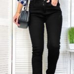 Придбати чорного кольору джинси жіночі американка з царапки на флісі за низькими цінами