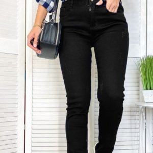 Приобрести черного цвета джинсы женские американка с царапками на флисе по низким ценам