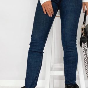 Приобрести женские теплые джинсы американка синего цвета на флисе дешево