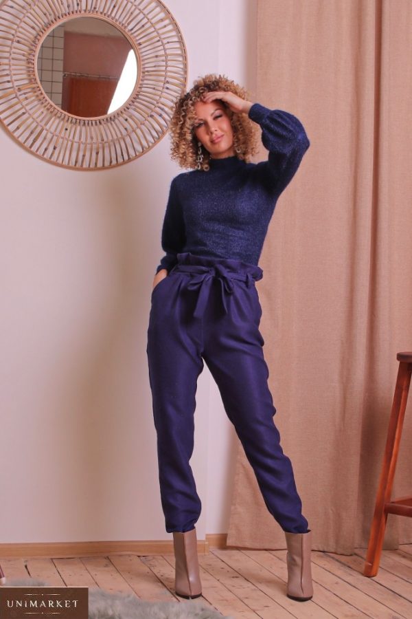 Приобрести недорого синий костюм: вельветовые штаны+свитер травка (размер 42-54) для женщин
