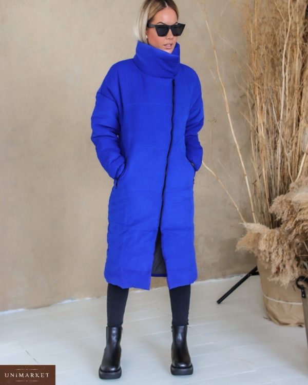 Замовити жіночу електрик теплу куртку з косою блискавкою (розмір 42-56) недорого